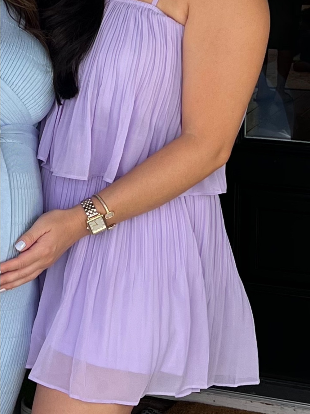 Amazon Lilac Layered Chiffon Romper with Spaghetti Straps